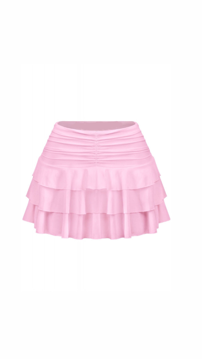 Low Waist Layered Ruffled Mini Skirt